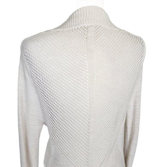 Roxy Beige Crochet Knit Open Front Cardigan Sz. M - Picture 9 of 10